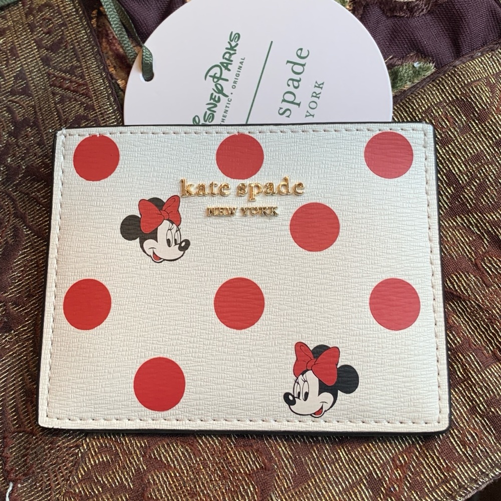 Authentic KATE SPADE LImited Edition leather dots Disney card case - Picture 2 of 8